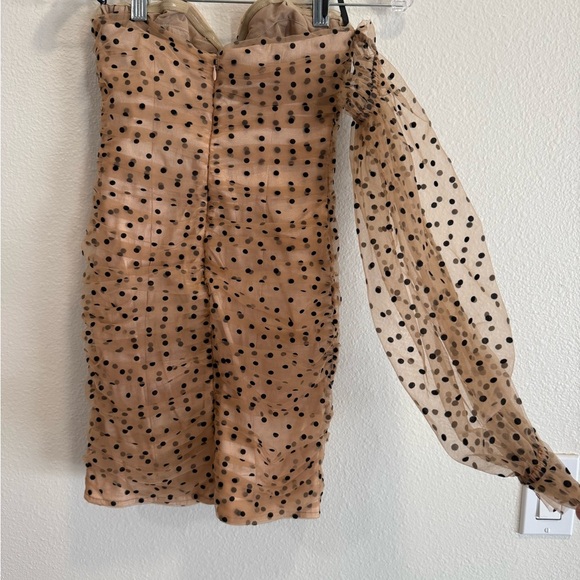 Majorelle Revolve Mini Dress Polka Dot Black Nude Ruching Size XS - Picture 5 of 6